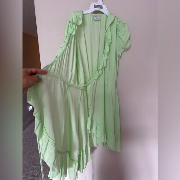 Aritzia | Sunday Best New Ruffle Wrap Dress in Green - Picture 3 of 11
